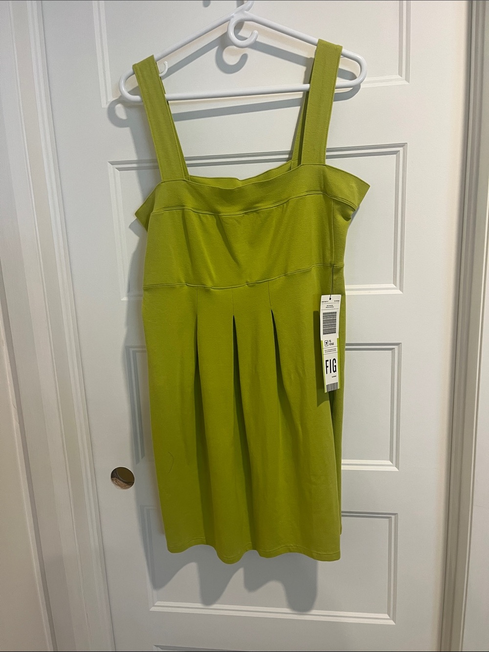 -Inspired Lime Green Midi Dress with Wide Straps